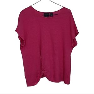 RACHEL Rachel Roy 100% Linen Twist Front Pink Tshirt